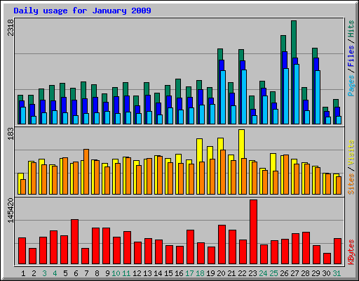 Daily usage for January 2009