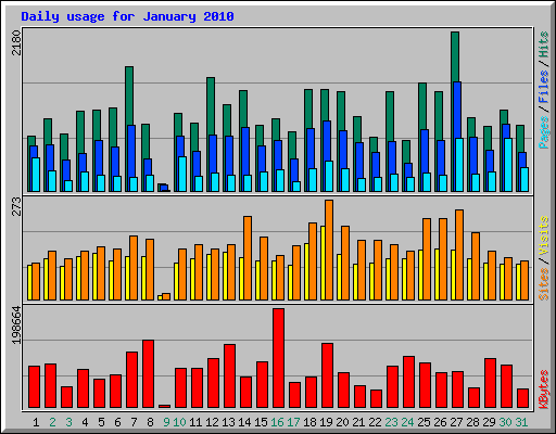 Daily usage for January 2010