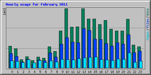 Hourly usage for February 2011